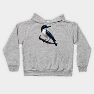 Butcherbird Sitting on a Branch Kids Hoodie